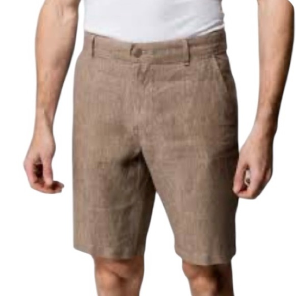 Manor Manor 100% Linen Men's Tan Linen Lightweight Outdoor Chino Shorts SZ XL - Picture 1 of 9